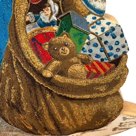 Old World Santa Wooden Signed George Bakes Cranston Victorian Holiday Decor 12" - Picture 9 of 12